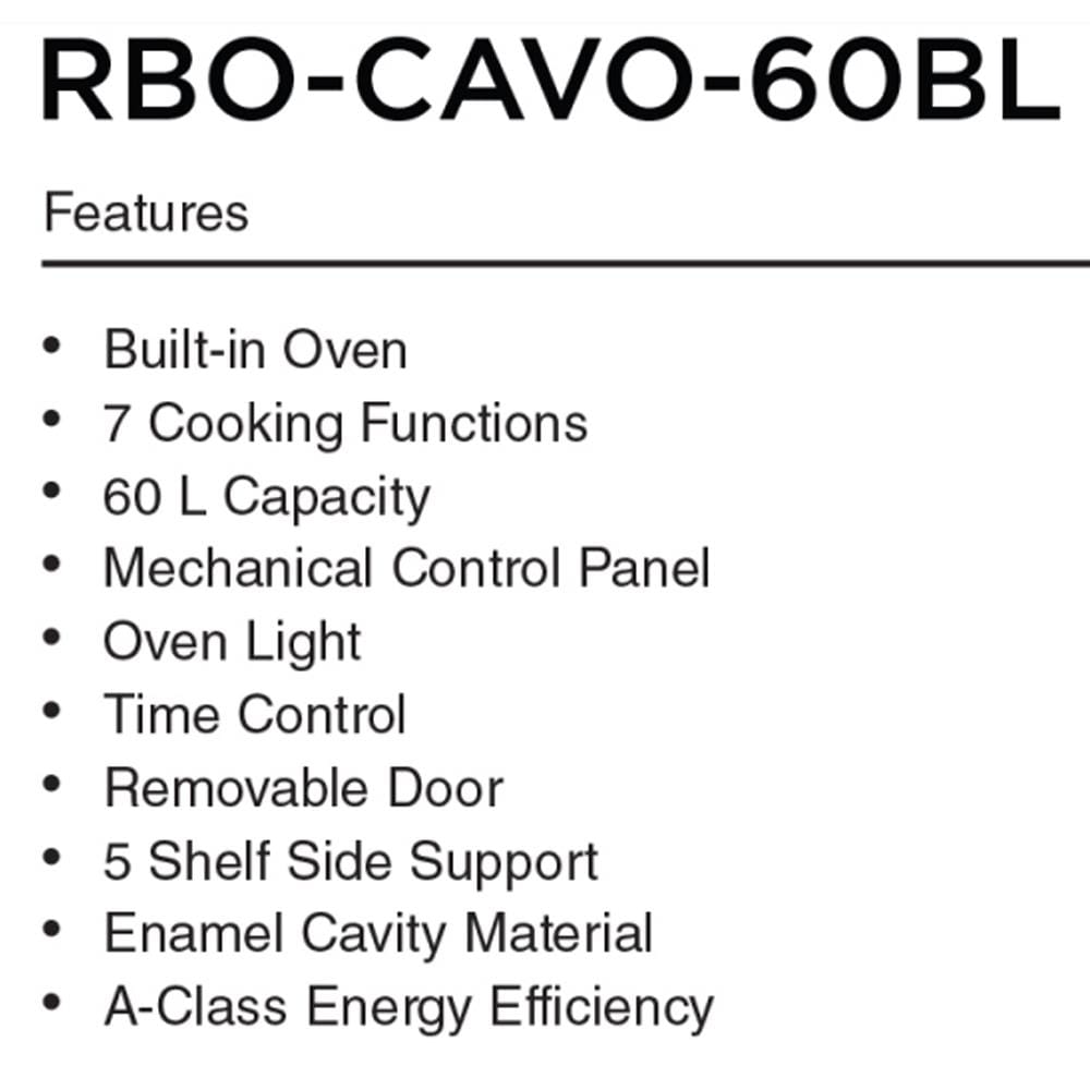 RUBINE BUILT-IN OVEN RBO-CAVO-60BL 60LITER 7PROGRAMS BLACK