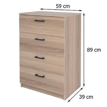 CHEST 4 DRAWER AMORE 89CM WHITE OAK