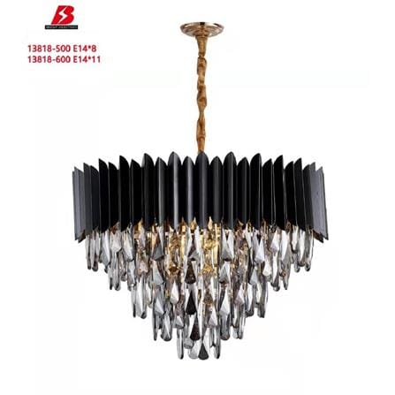 BO CHANDELIER 13818 500mm E14*8 BLACK 20INCH