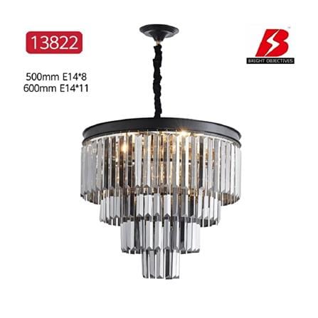 BO CHANDELIER 13822 500mm E14*8 BLACK 20INCH