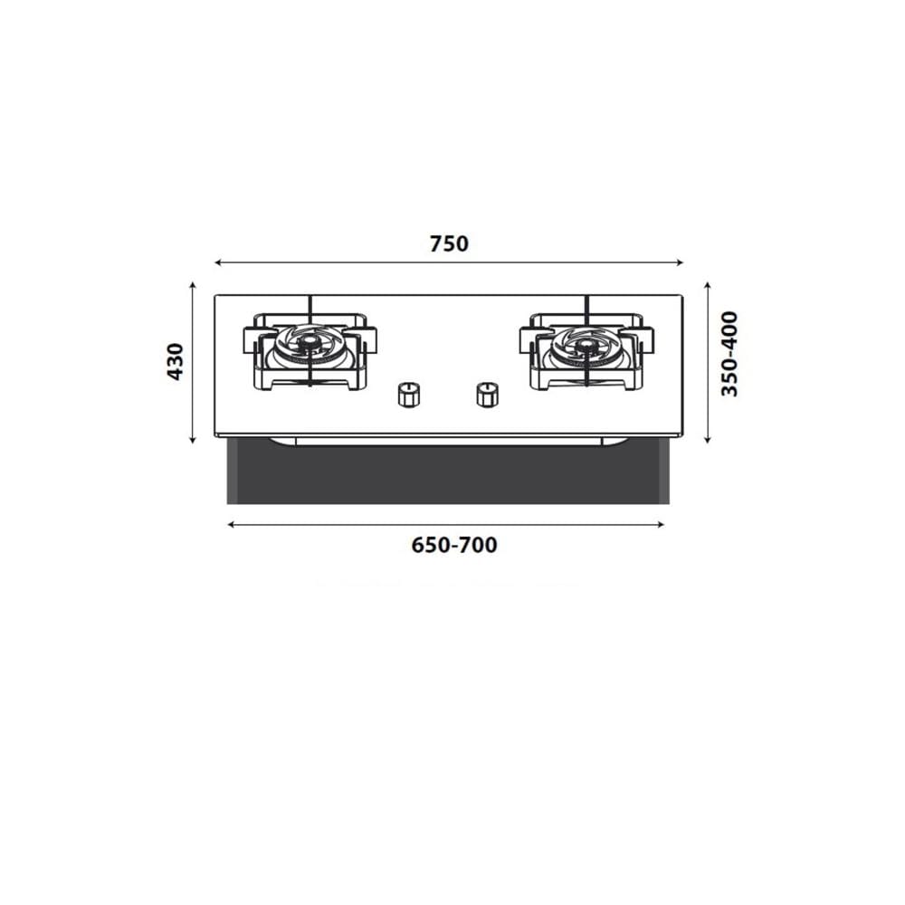 LIVINOX FLEXIBLE GAS HOB LGH-428 2B STAINLESS STEEL 2BURNERS 5.2KW 78CM
