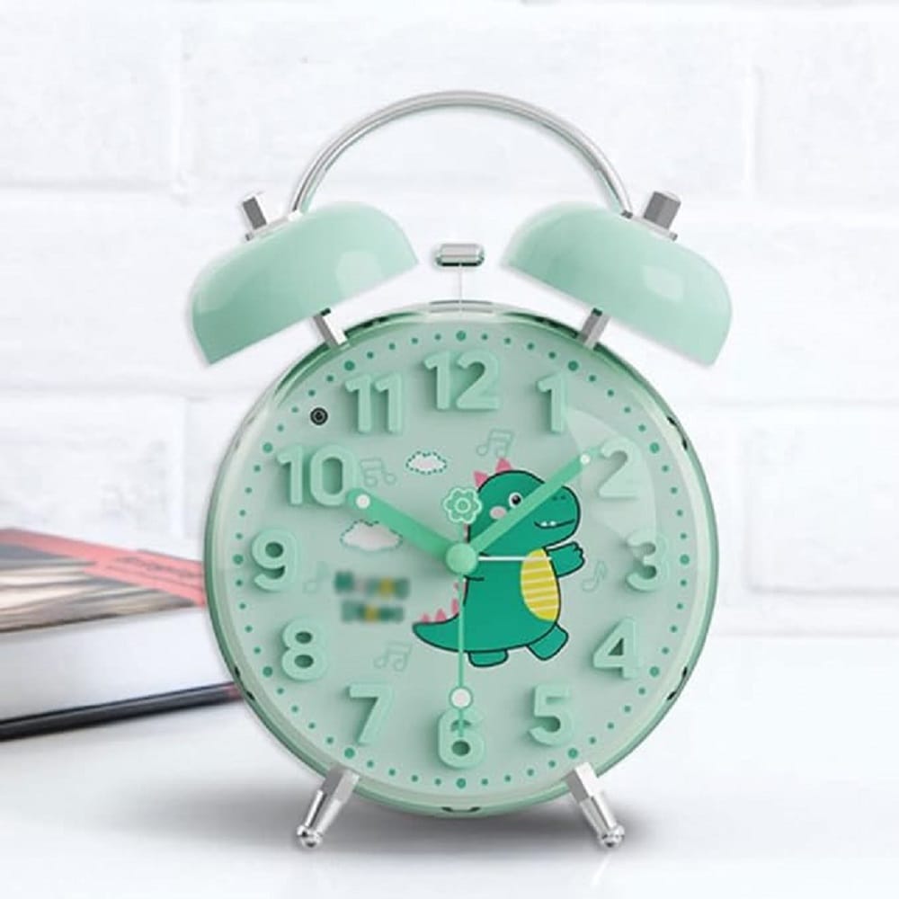ECHT 4 INCH ALARM CLOCK FOR KIDS CARTOON DINOSAUR GREEN