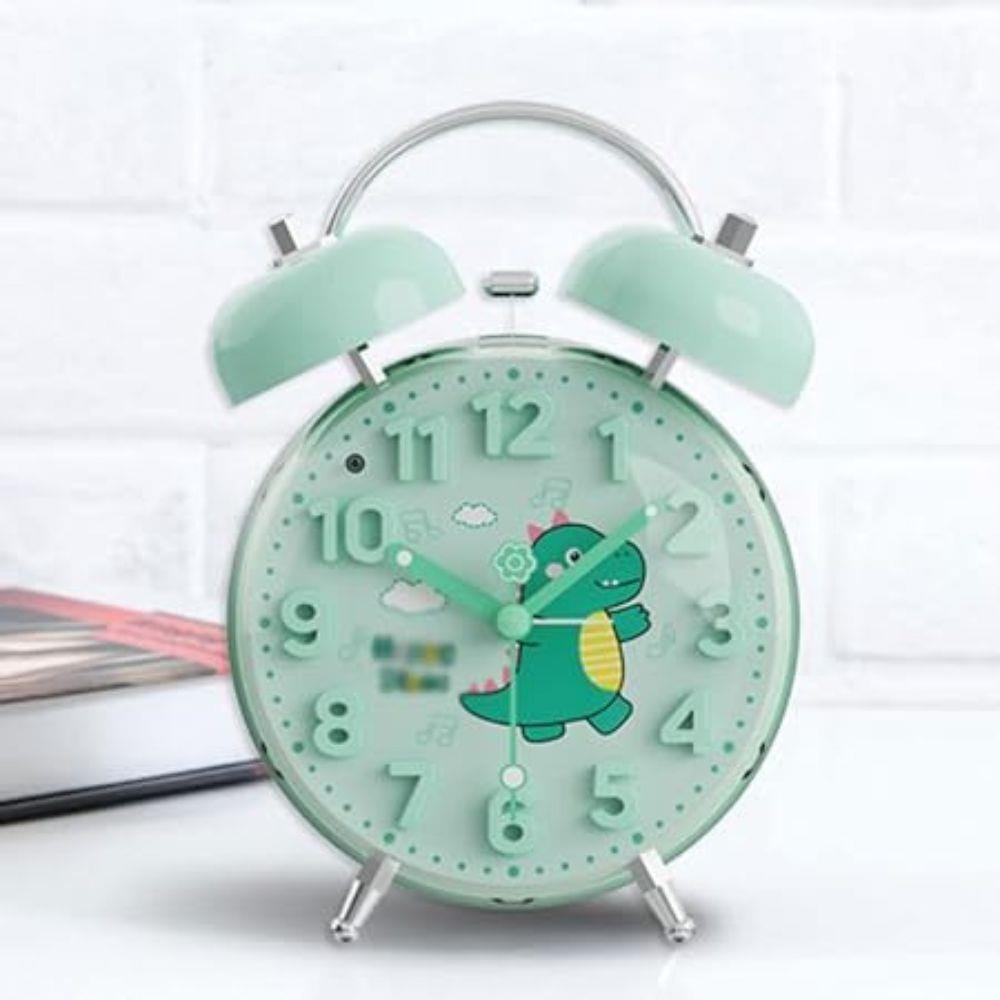 ECHT 4 INCH ALARM CLOCK FOR KIDS CARTOON DINOSAUR GREEN