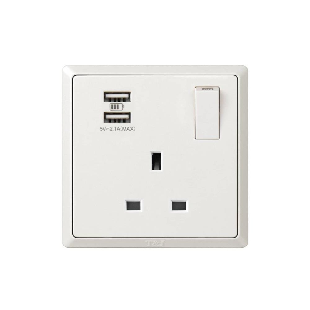 13A 1G SWITCH SOCKET WITH 2USB-WH INFINIT T&J