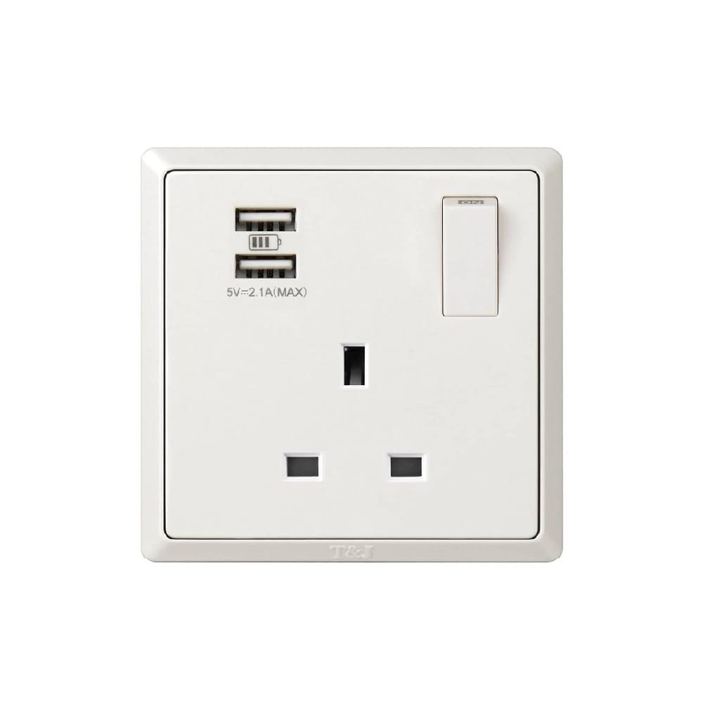 13A 1G SWITCH SOCKET WITH 2USB-WH INFINIT T&J