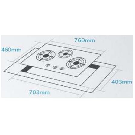 ELBA GAS HOB EGH-K8943G(BK) 3BURNERS 5.0KW 76CM
