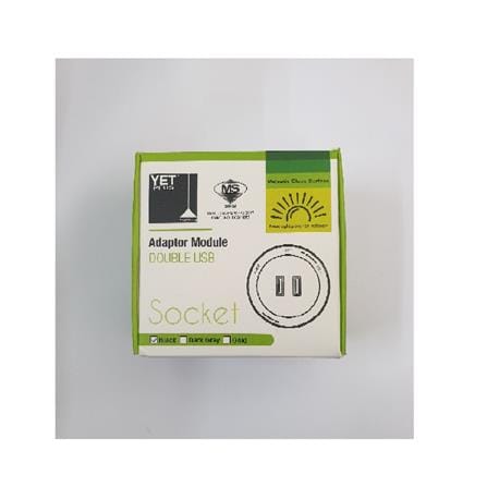 YETPLUS AC2103 DOUBLE USB GLASS SOCKET BLACK