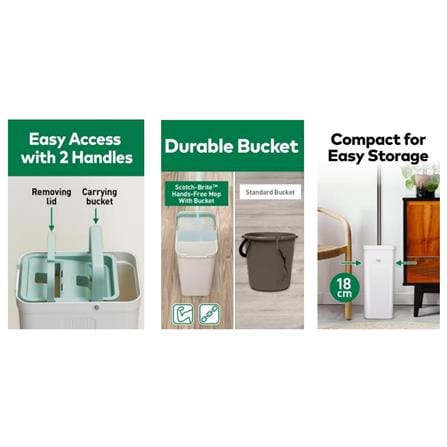 FLAT MOP WITH BUCKET SCOTCH BRITE