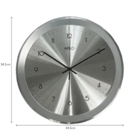 HALO WALL CLOCK 13 INCH SILVER ALUMINIUM