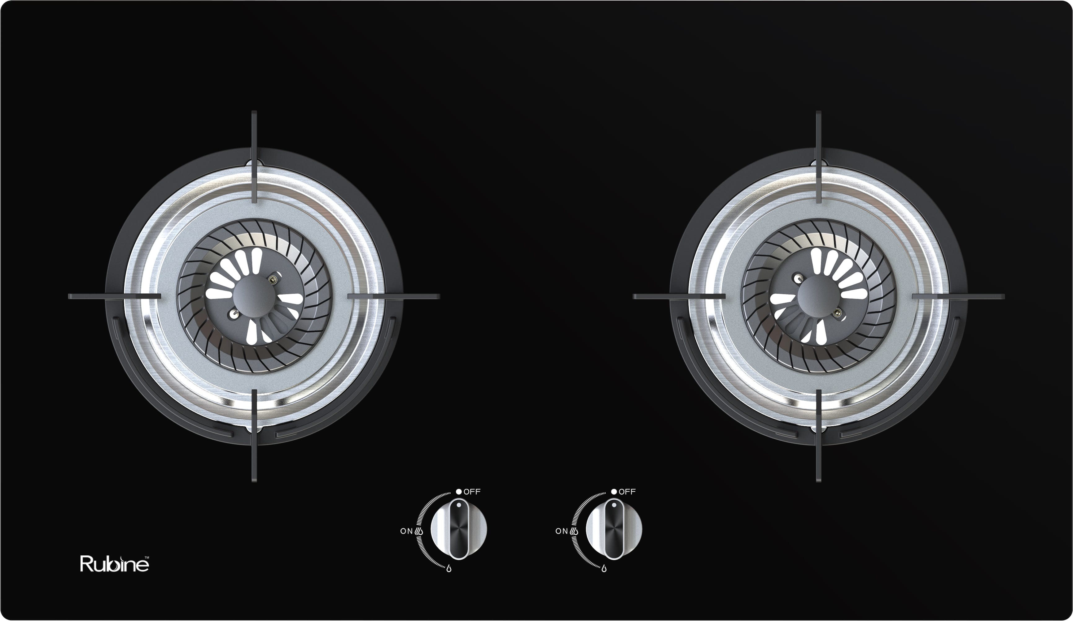 RUBINE GAS HOB RGH-CALDO2B-BL 76CM 2BURNERS 5.2KW