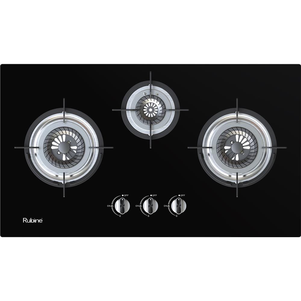 RUBINE GAS HOB RGH-CALDO3B-BL 5.2+2.0KW 3BURNERS 80CM