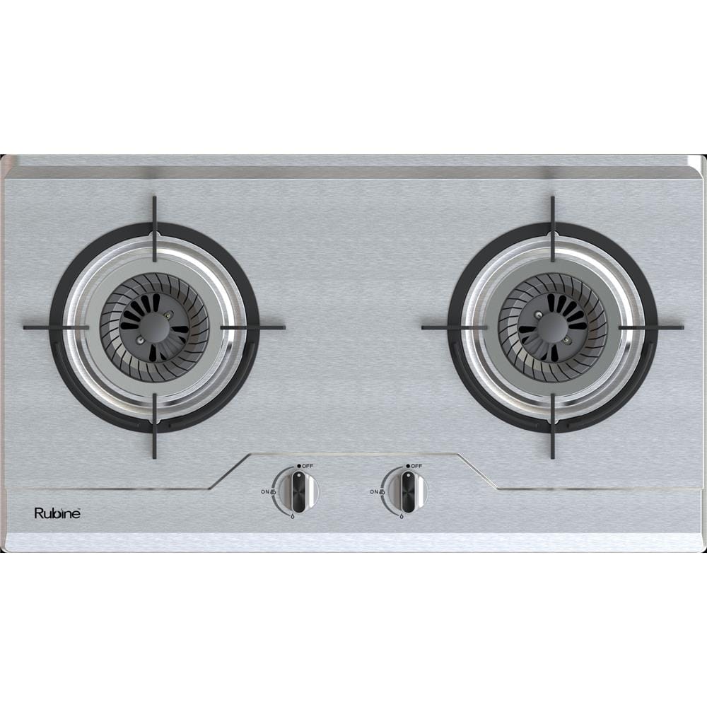 RUBINE GAS HOB RGH-CALDO2B-SS 2BURNERs STAINLESS STEEL 5.2KW 76CM