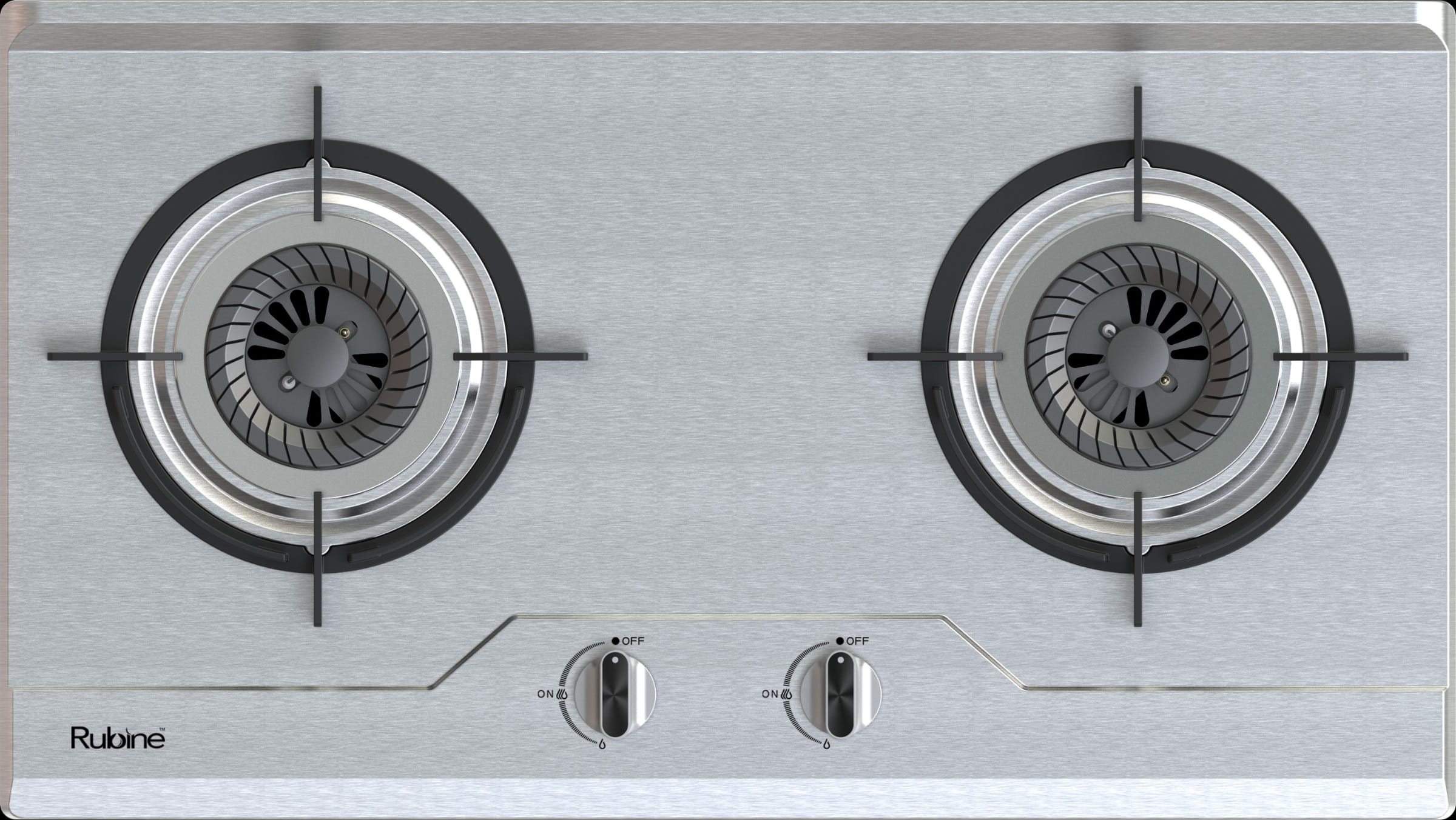 RUBINE GAS HOB RGH-CALDO2B-SS 2BURNERs STAINLESS STEEL 5.2KW 76CM