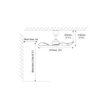 ALPHA CEILING FAN HANI 5BLADE LED GREYWOOD 36"