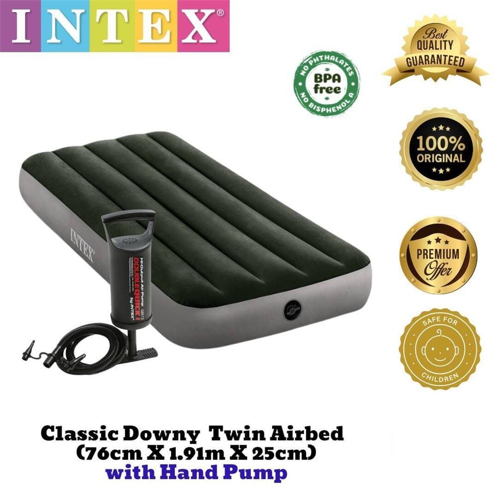 INTEX TWIN DURA-BEAM STANDARD PRESTIGE DOWNY AIRBED 64106 FOC AIR PUMP
