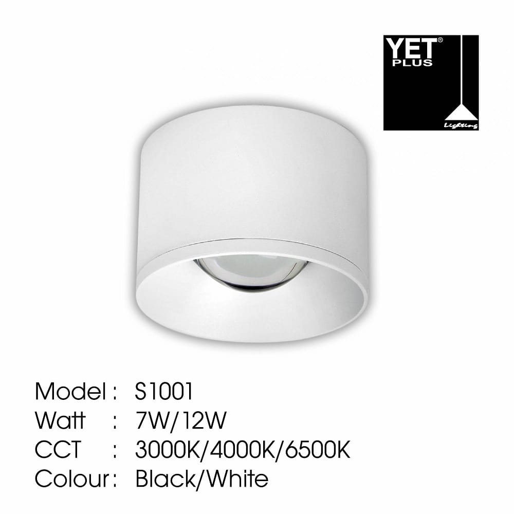 YETPLUS SURFACE DOWNLIGHT LED S1001 7W DAYLIGHT (6500K) ROUND WHITE