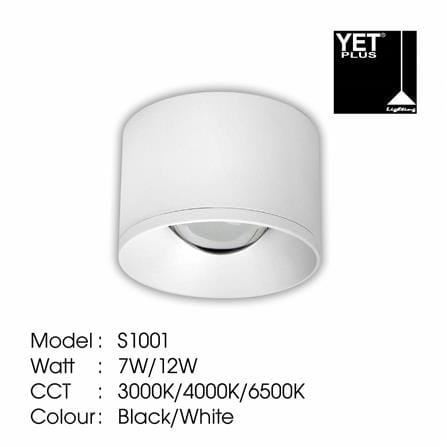 YETPLUS SURFACE DOWNLIGHT LED S1001 7W DAYLIGHT (6500K) ROUND WHITE