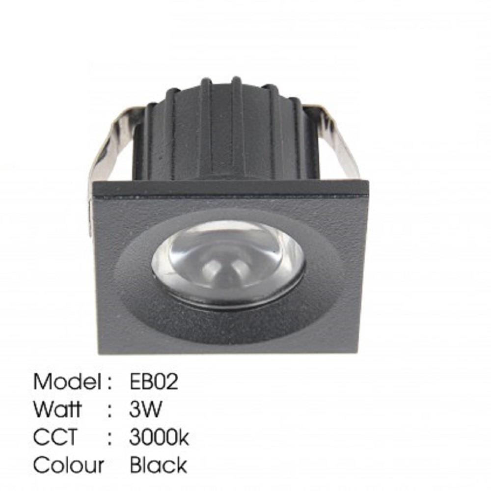 YETPLUS RECESSED EYEBALL LED EB02 3W WARM WHITE (3000K) SQUARE BLACK