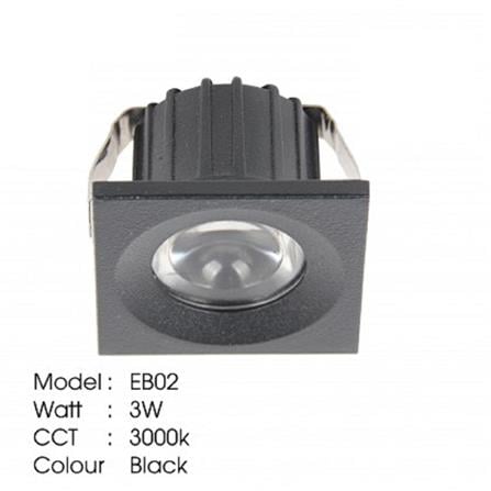 YETPLUS RECESSED EYEBALL LED EB02 3W WARM WHITE (3000K) SQUARE BLACK