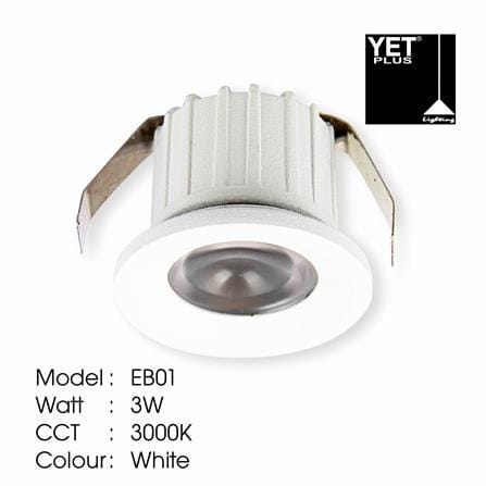 YETPLUS RECESSED EYEBALL LED EB01 3W WARM WHITE (3000K) ROUND WHITE