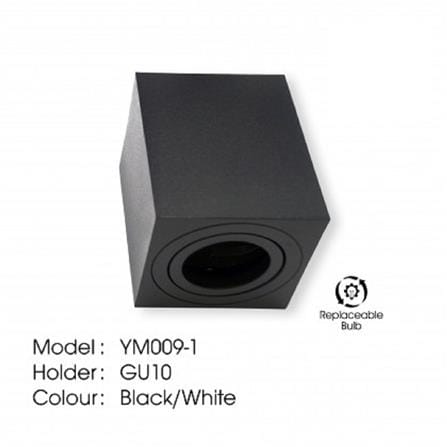 YETPLUS SURFACE EYEBALL YM009-1 GU10 SQUARE BLACK