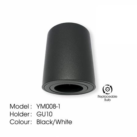 YETPLUS SURFACE EYEBALL YM008-1 GU10 ROUND BLACK