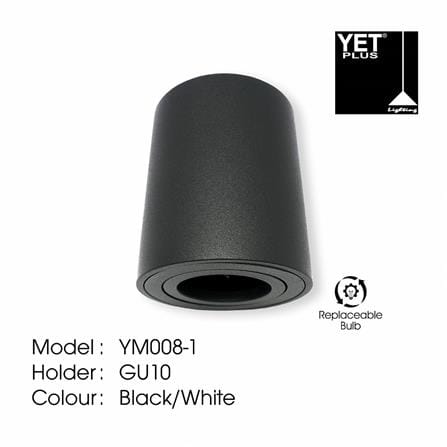 YETPLUS SURFACE EYEBALL YM008-1 GU10 ROUND BLACK