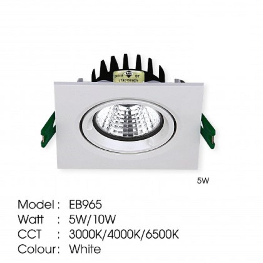 YETPLUS RECESSED EYEBALL LED EB965 5W WARM WHITE (3000K) SQUARE WHITE