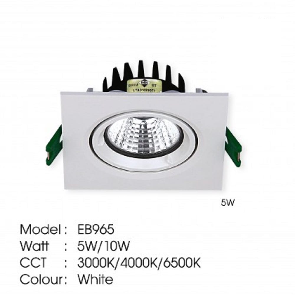 YETPLUS RECESSED EYEBALL LED EB965 5W WARM WHITE (3000K) SQUARE WHITE