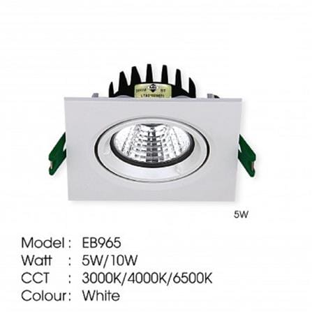 YETPLUS RECESSED EYEBALL LED EB965 5W WARM WHITE (3000K) SQUARE WHITE