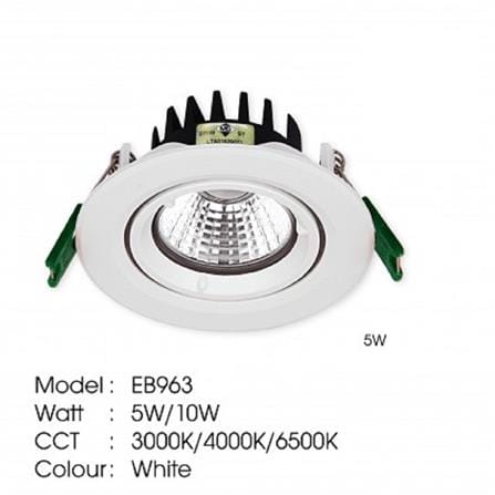 YETPLUS RECESSED EYEBALL LED EB963 5W WARM WHITE (3000K) ROUND WHITE