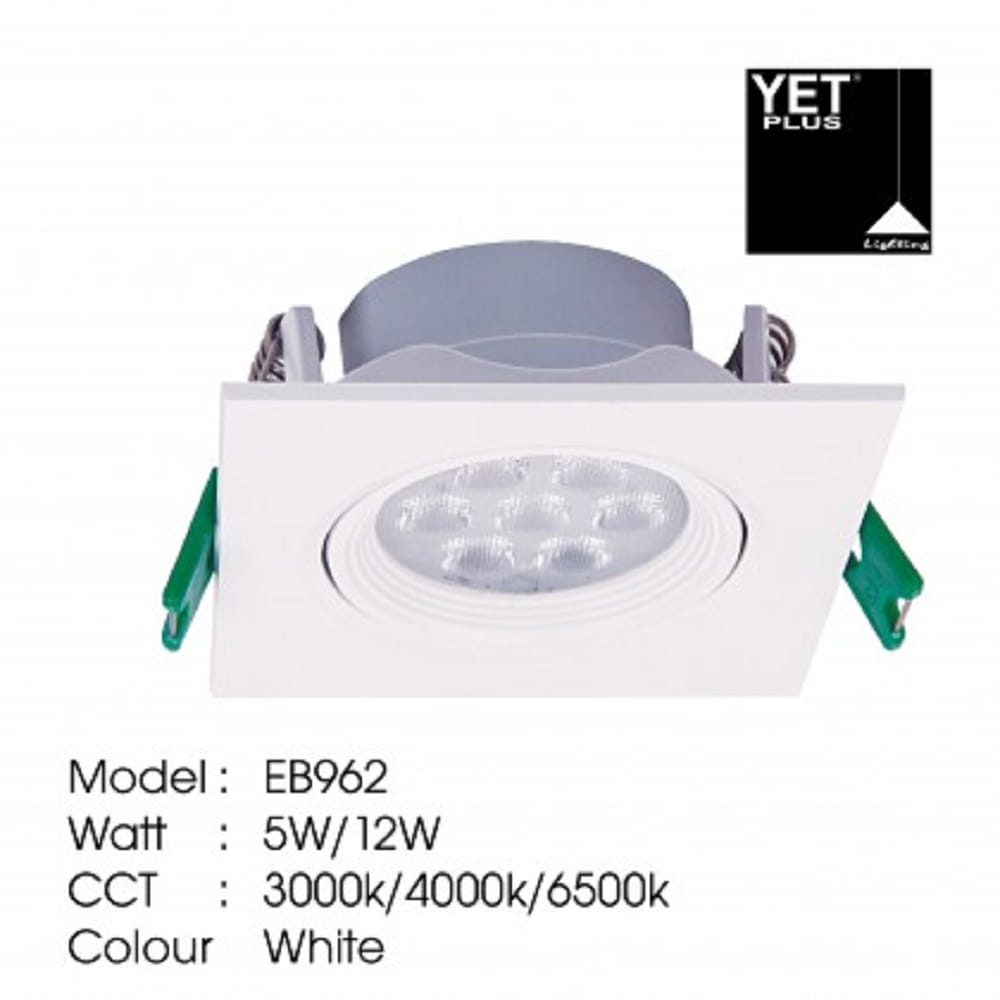 YETPLUS RECESSED EYEBALL LED EB962 5W DAYLIGHT (6500K) SQUARE WHITE
