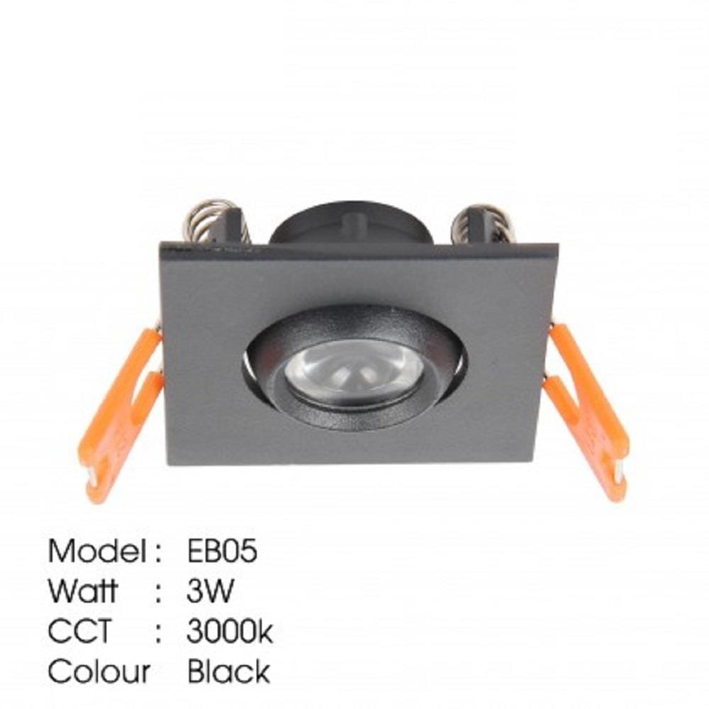 YETPLUS RECESSED EYEBALL LED EB05 3W WARM WHITE (3000K) SQUARE BLACK