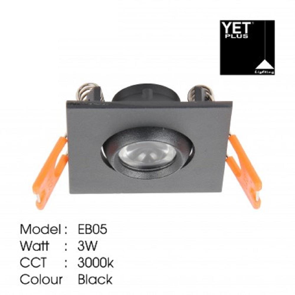 YETPLUS RECESSED EYEBALL LED EB05 3W WARM WHITE (3000K) SQUARE BLACK