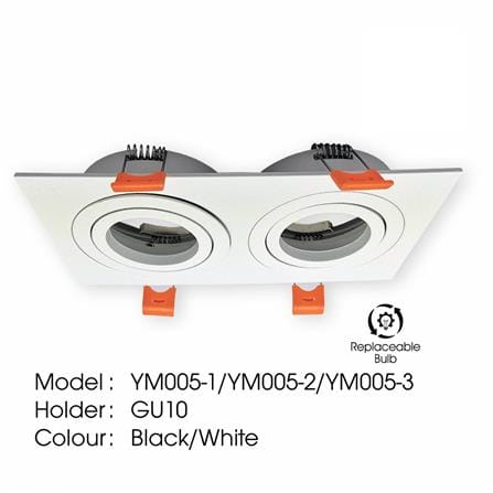 YETPLUS RECESSED EYEBALL YM005-2 GU10 SQUARE WHITE