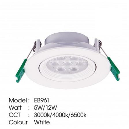 YETPLUS RECESSED EYEBALL LED EB961 5W COOL WHITE (4000K) ROUND WHITE