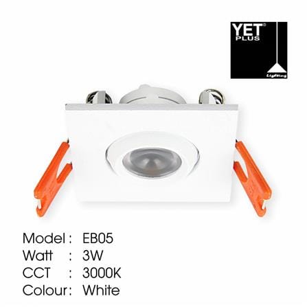 YETPLUS RECESSED EYEBALL LED EB05 3W WARM WHITE (3000K) SQUARE WHITE
