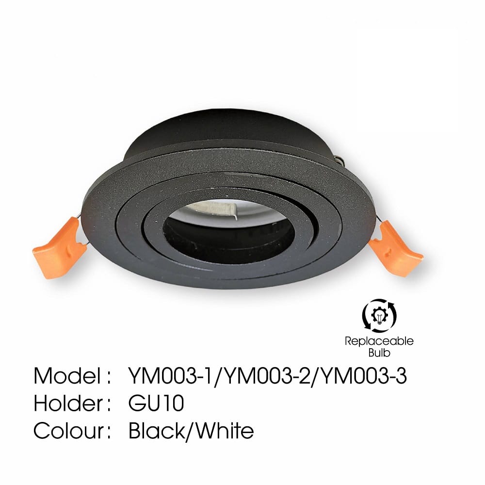 YETPLUS RECESSED EYEBALL YM003-1 GU10 ROUND BLACK