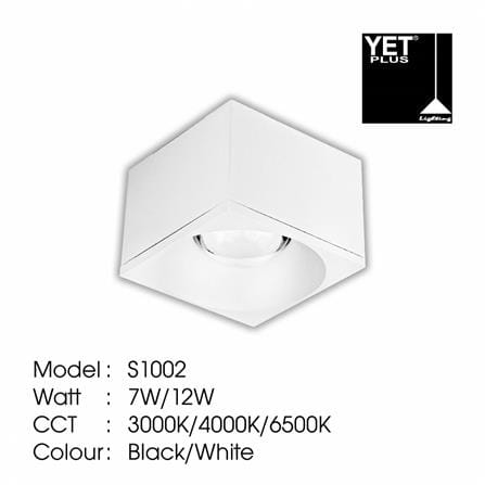 YETPLUS SURFACE DOWNLIGHT LED S1002 7W DAYLIGHT (6500K) SQUARE WHITE