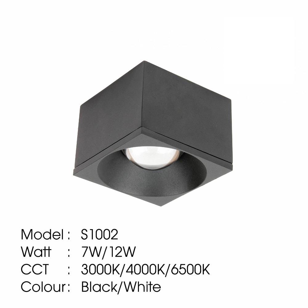 YETPLUS SURFACE DOWNLIGHT LED S1002 7W COOL WHITE (4000K) SQUARE BLACK
