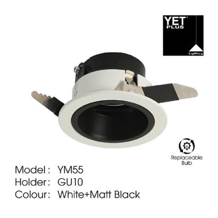 YETPLUS RECESSED EYEBALL YM55 GU10 ROUND WHITE MATTE BLACK