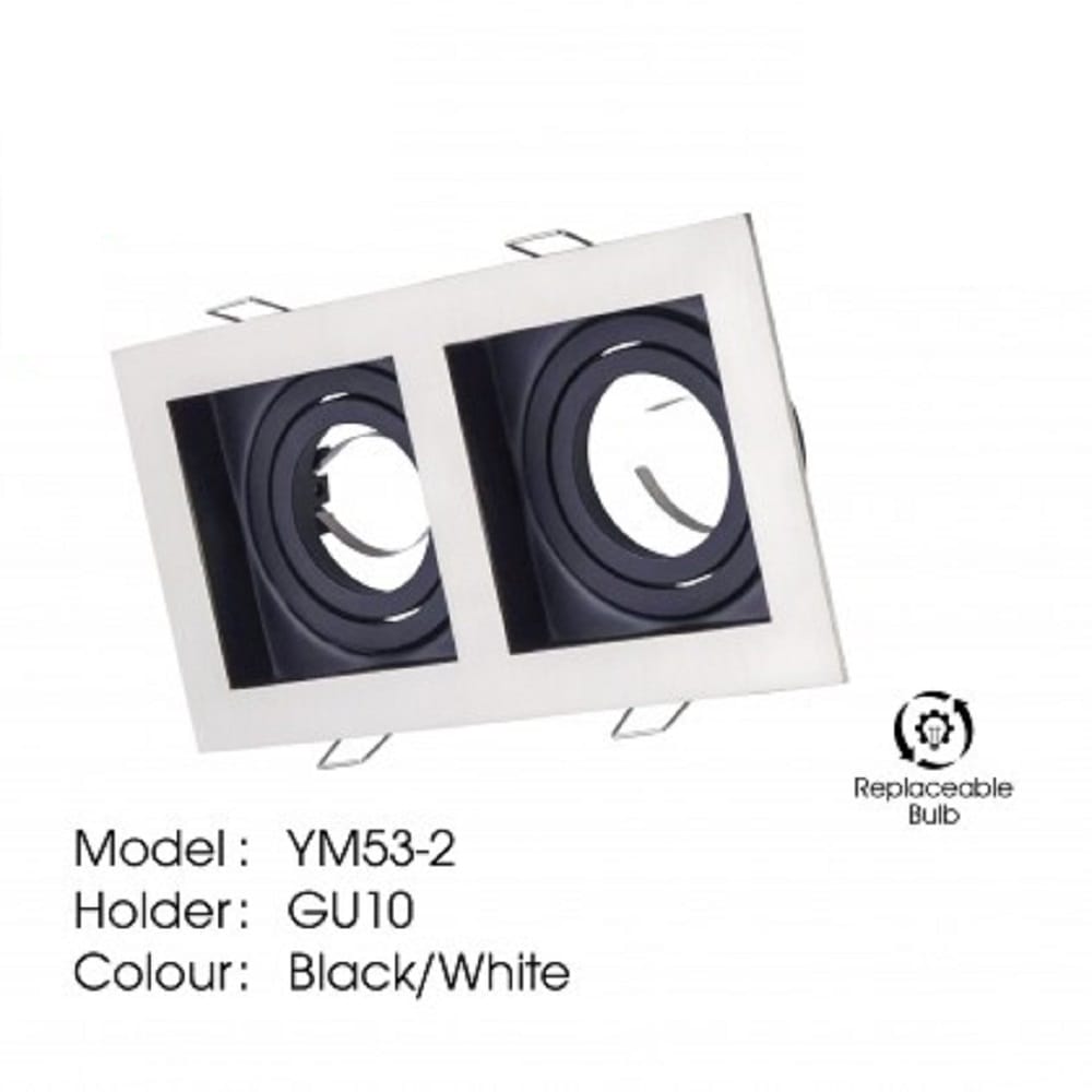 YETPLUS RECESSED EYEBALL YM53-2 GU10 SQUARE WHITE BLACK