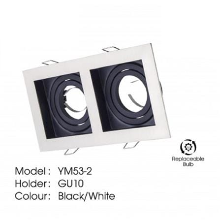 YETPLUS RECESSED EYEBALL YM53-2 GU10 SQUARE WHITE BLACK