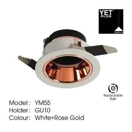 YETPLUS RECESSED EYEBALL YM55 GU10 ROUND WHITE ROSE GOLD