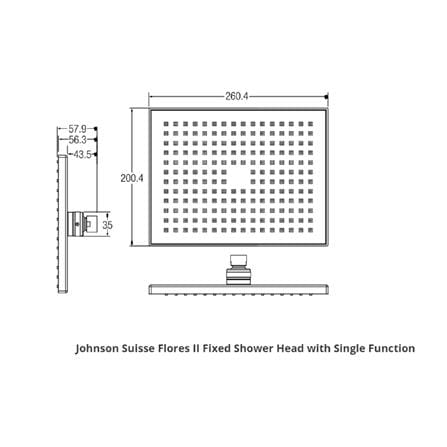 JOHNSON SUISSE FLORES II FIXED SHOWER HEAD WBFA301234CP 260MM X 220MM