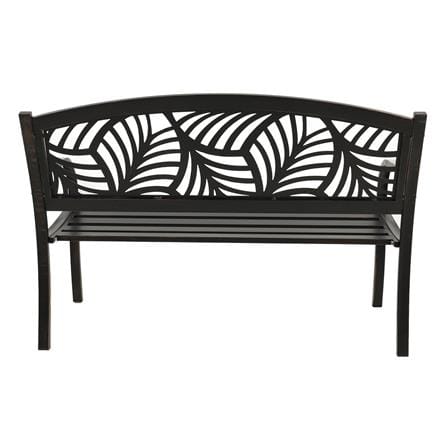 PATIO IRON BENCH SPRING EVELYN PALM BRONZE