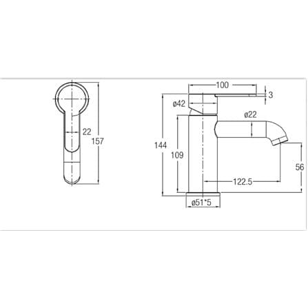 JOHNSON SUISSE MURANO SINGLE LEVER 1/2" BASIN PILLAR TAP WBFA301414SS