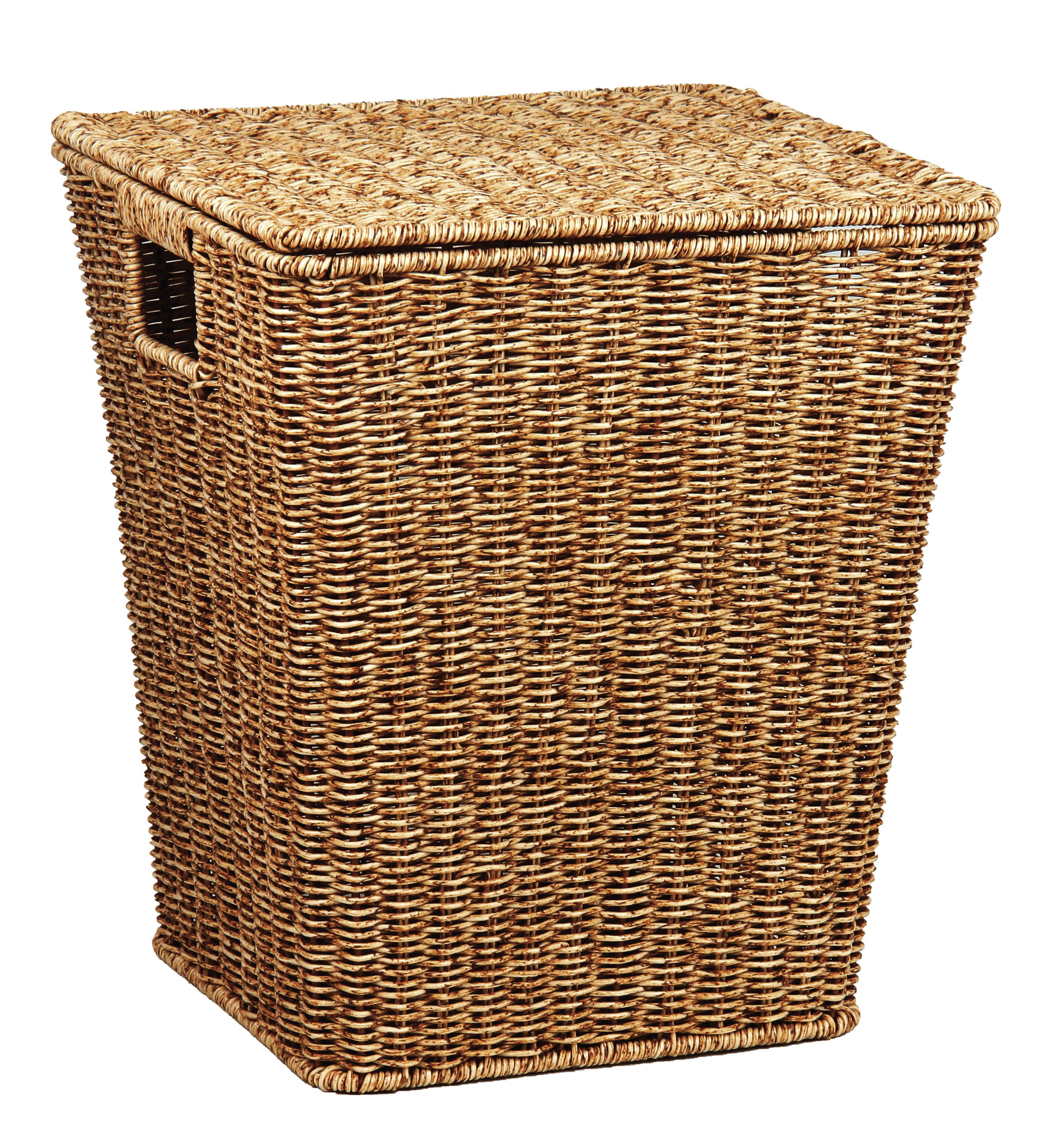 BASKET SQUARE SAAN WITH LID BROWN PLIM 38X35X42CM