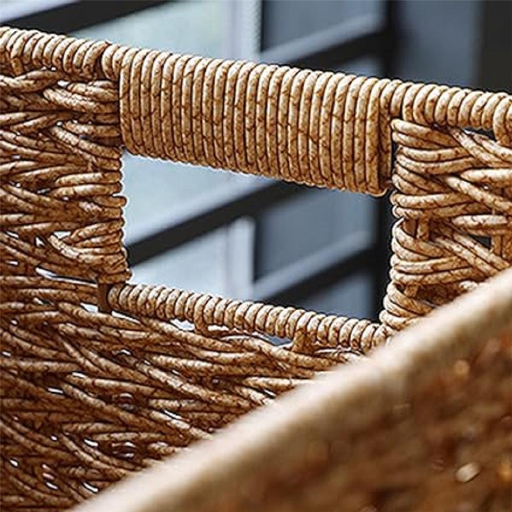 BASKET SQUARE SAAN WITH LID BROWN PLIM 38X35X42CM