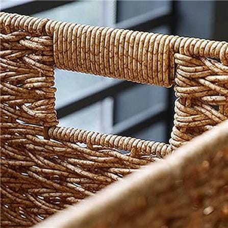 BASKET SQUARE SAAN WITH LID BROWN PLIM 38X35X42CM